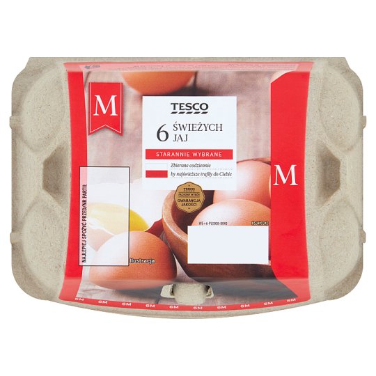 Tesco Świeże jaja z chowu klatkowego M 6 sztuk