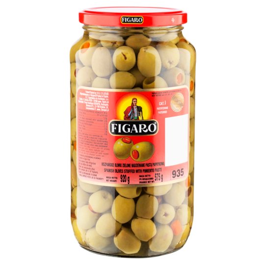 Figaro Hiszpańskie oliwki zielone nadziewane pastą paprykową 920 g