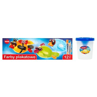 Mona Farby plakatowe 12 kolorów x 20 ml + Kubek na pędzelki