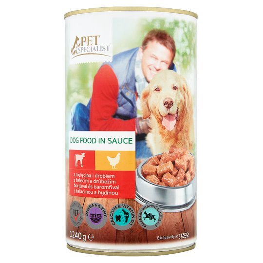 Tesco Pet Specialist Karma dla dorosłych psów z cielęciną i drobiem w sosie 1240 g