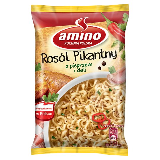 Amino Zupa błyskawiczna rosół pikantny z pieprzem i chilli 58 g