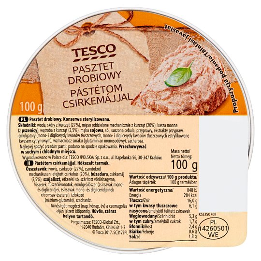 Tesco Pasztet drobiowy 100 g
