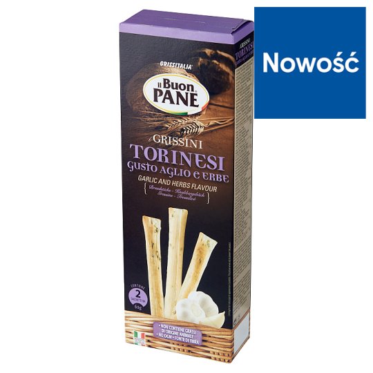 Il Buon Pane Italian Grissini Breadsticks with Olive Oil Herbs and Garlic 120 g