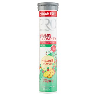Tesco Pro Formula Vitamin B Complex Tabletki musujące o smaku ananasowym 80 g (20 tabletek)