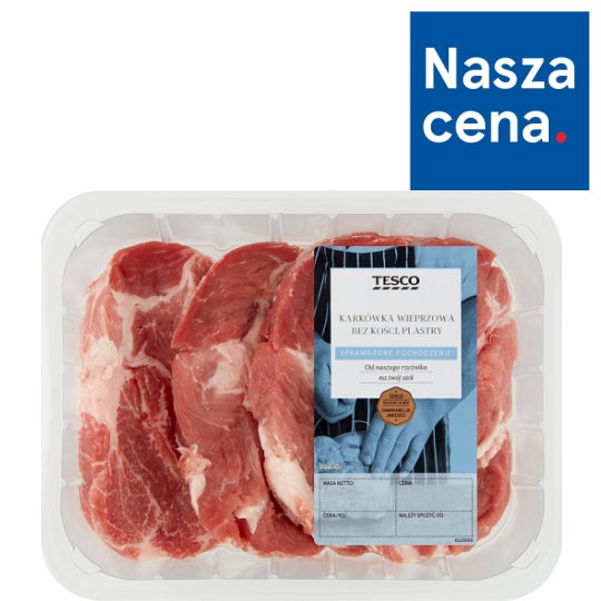 Tesco Karkówka wieprzowa bez kości plastry 0,560 kg