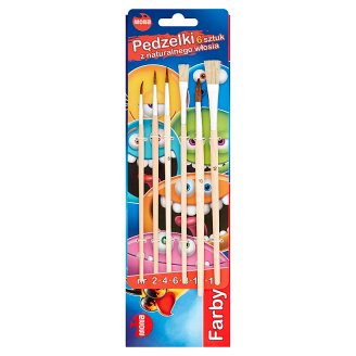 Mona Farby plakatowe 12 kolorów x 20 ml + Pędzelki z naturalnego włosia 6 sztuk