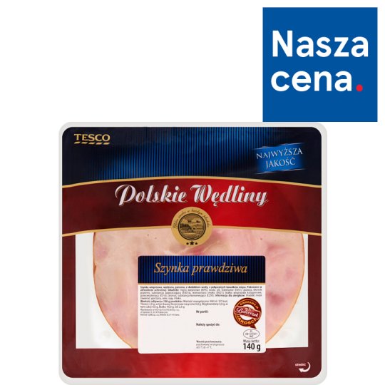 Tesco Polskie Wędliny Szynka prawdziwa 140 g