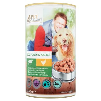 Tesco Pet Specialist Karma dla dorosłych psów z jagnięciną i kurczakiem w sosie 1240 g