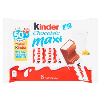 Kinder Chocolate Maxi Batoniki z mlecznej czekolady z nadzieniem mlecznym 6 x 21 g