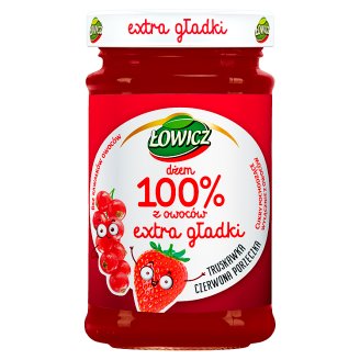 Łowicz Dżem 100% z owoców extra gładki truskawka czerwona porzeczka 235 g