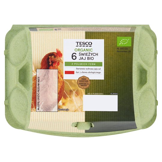 Tesco Organic Świeże jaja bio 6 sztuk