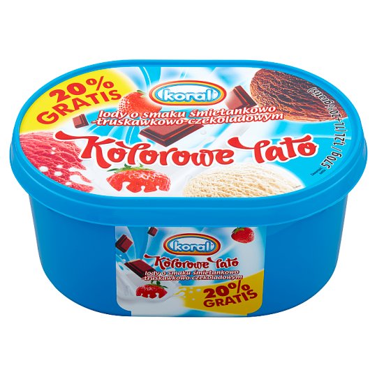 Koral Kolorowe Lato Lody śmietankowo-truskawkowo-czekoladowe 1,2 l