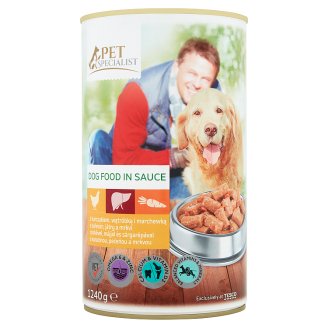 Tesco Pet Specialist Karma dla dorosłych psów z kurczakiem wątróbką i marchewką w sosie 1240 g