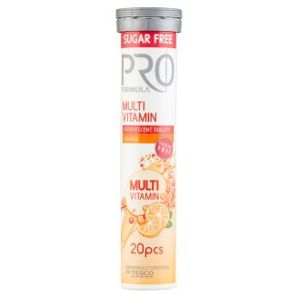 Tesco Pro Formula Multi Vitamin Tabletki musujące o smaku pomarańczowym 80 g (20 tabletek)