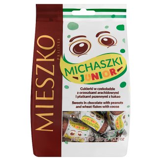 Mieszko Michaszki Junior Cukierki w czekoladzie z orzeszkami arachidowymi 260 g