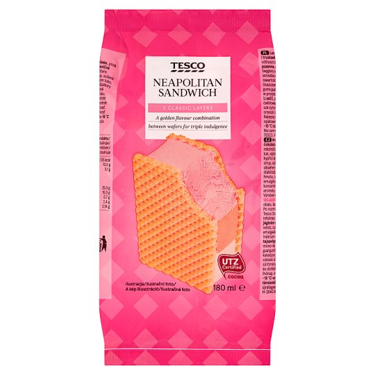 Tesco Lody o smaku waniliowym czekoladowym i truskawkowym w waflu 180 ml