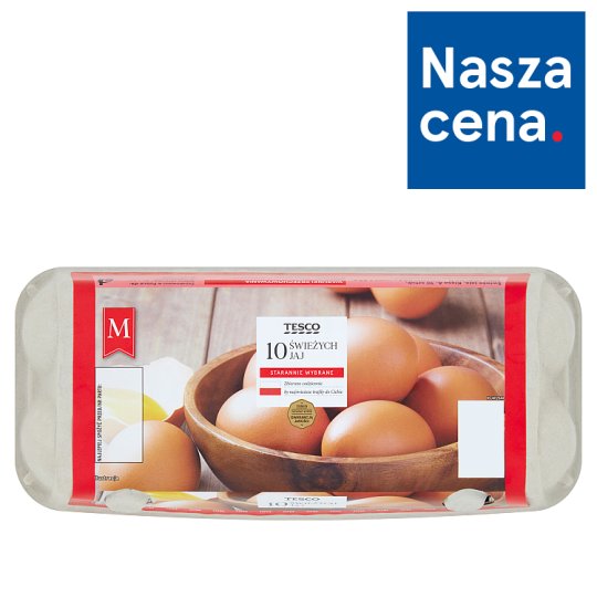 Tesco Świeże jaja z chowu klatkowego M 10 sztuk