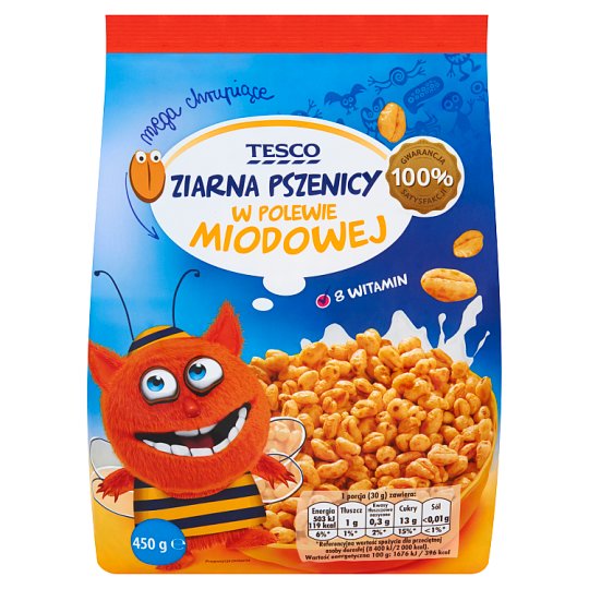 Tesco Ziarna pszenicy w polewie miodowej 450 g