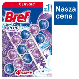 Bref WC Power Aktiv Zawieszka myjąco-zapachowa do muszli WC lawendowe pole 3 x 50 g