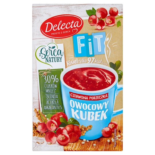 Delecta Owocowy kubek Fit Kisiel czerwona porzeczka 26 g