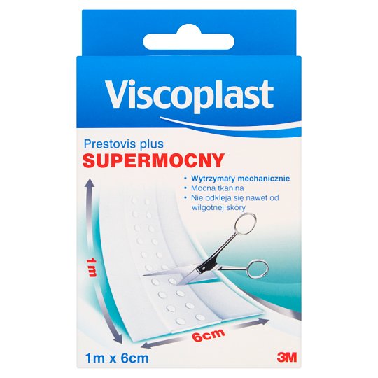 Viscoplast Prestovis Plus Supermocny plaster do cięcia z opatrunkiem 1 m x 6 cm