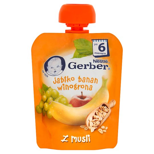 Gerber Deserek Jabłko banan winogrona z musli po 6 miesiącu 90 g