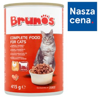 Brunos Karma dla dorosłych kotów kawałki z drobiem i wołowiną w sosie 415 g