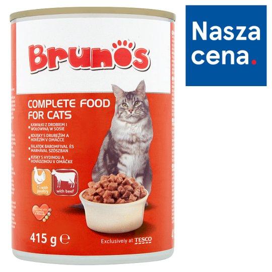 Brunos Karma dla dorosłych kotów kawałki z drobiem i wołowiną w sosie 415 g