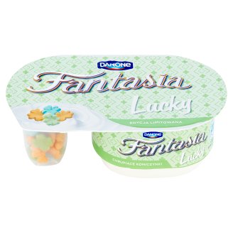 Danone Fantasia Lucky Jogurt kremowy z pszennymi koniczynkami w polewie o smaku mlecznym 98 g