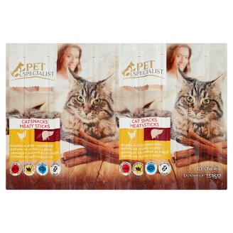 Tesco Pet Specialist Karma dla dorosłych kotów paluszki bogate w drób i wątróbkę 50 g (10 sztuk)