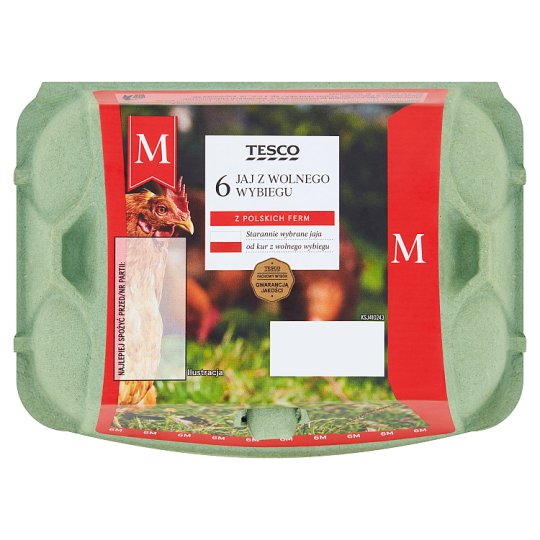 Tesco Świeże jaja z wolnego wybiegu M 6 sztuk