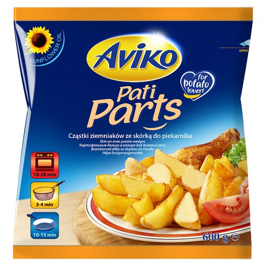 Aviko Pati Parts Cząstki ziemniaków ze skórką do piekarnika 600 g