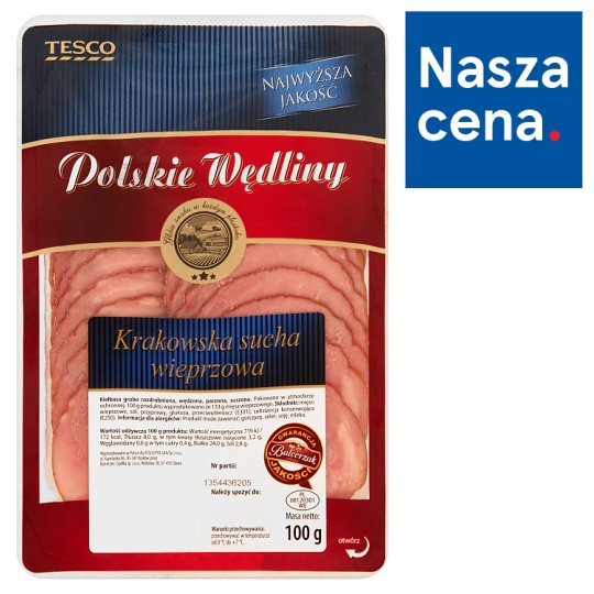 Tesco Polskie Wędliny Krakowska sucha wieprzowa 100 g