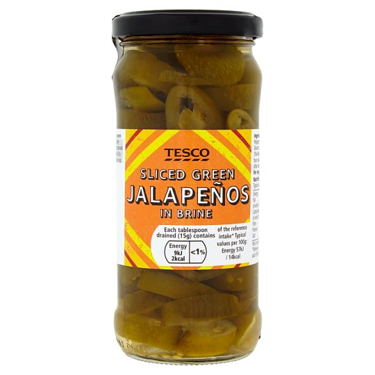 Tesco Krojone zielone papryczki jalapeno w słonej zalewie 220 g