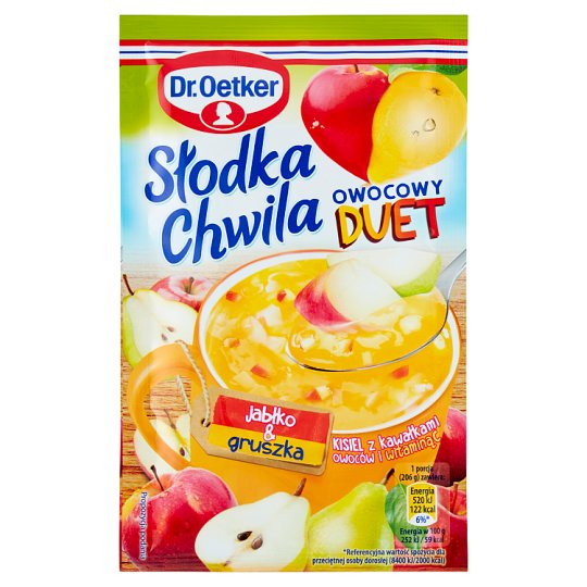 Dr. Oetker Słodka Chwila Owocowy Duet Jabłko & Gruszka Kisiel z kawałkami owoców 31,5 g