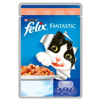 Felix Fantastic z łososiem w galaretce Pełnoporcjowa karma dla kotów 100 g