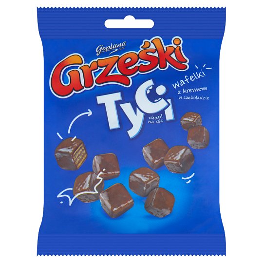 Grześki Tyci Mini wafelki z kremem o smaku kakaowym w czekoladzie 140 g