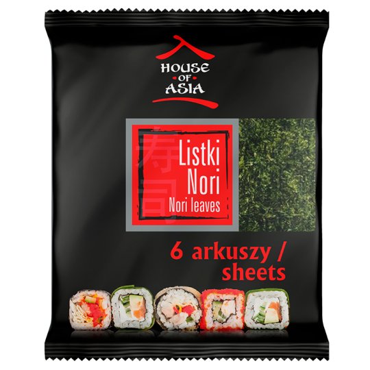 House of Asia Sushi Nori Listki prażonych alg morskich 6 sztuk
