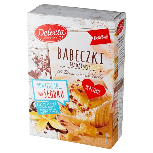Delecta Babeczki nadziane płatkami czekolady mieszanka do wypieku ciasta 280 g