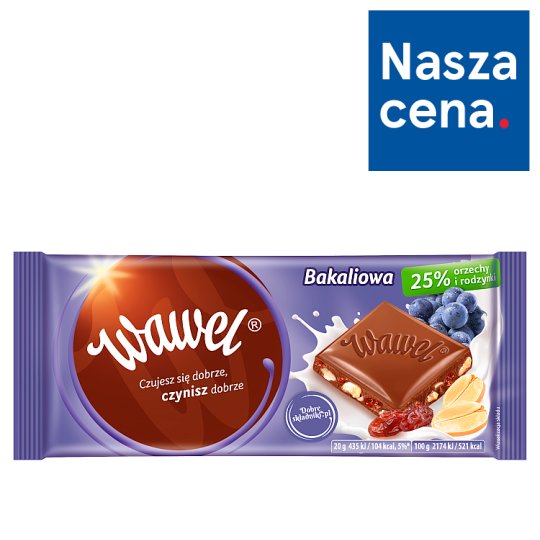 Wawel Czekolada mleczna bakaliowa 100 g
