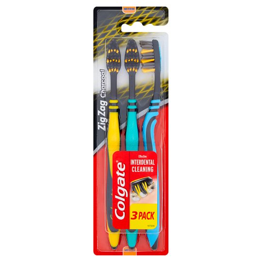 Colgate ZigZag Charcoal Szczoteczka do zębów średnia 3 sztuki