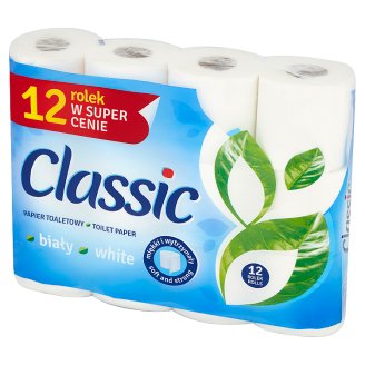 Classic Klasycznie Biały Papier toaletowy 12 rolek