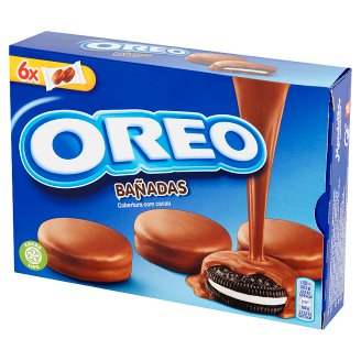 Oreo Ciastka kakaowe z nadzieniem o smaku waniliowym oblane mleczną czekoladą 246 g (6 saszetek)
