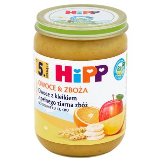 HiPP BIO Owoce & Zboża Owoce z kleikiem z pełnego ziarna zbóż po 5. miesiącu 190 g
