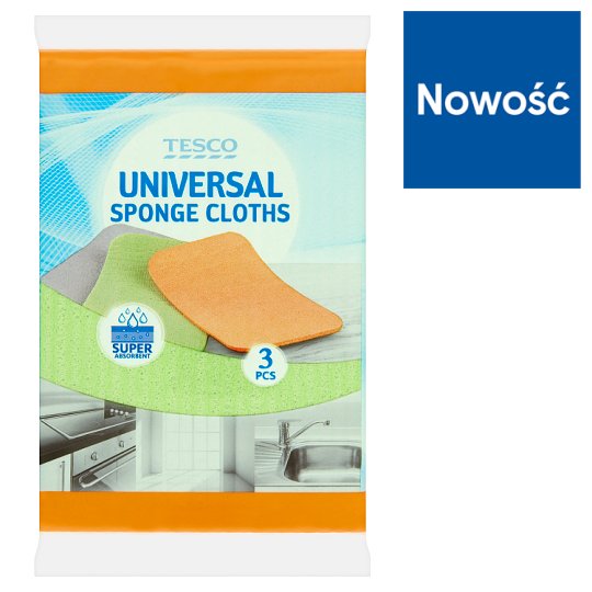 Tesco Ściereczki gąbczaste ekstra grube 3 sztuk