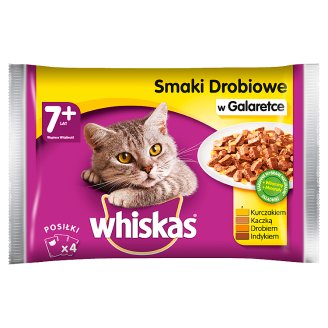 Whiskas Wybór dań drobiowych w galaretce Karma pełnoporcjowa 7+ lat 400 g (4 saszetki)