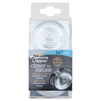 Tommee Tippee Closer to Nature Smoczek silikonowy o średnim przepływie od 3 m 2 sztuki