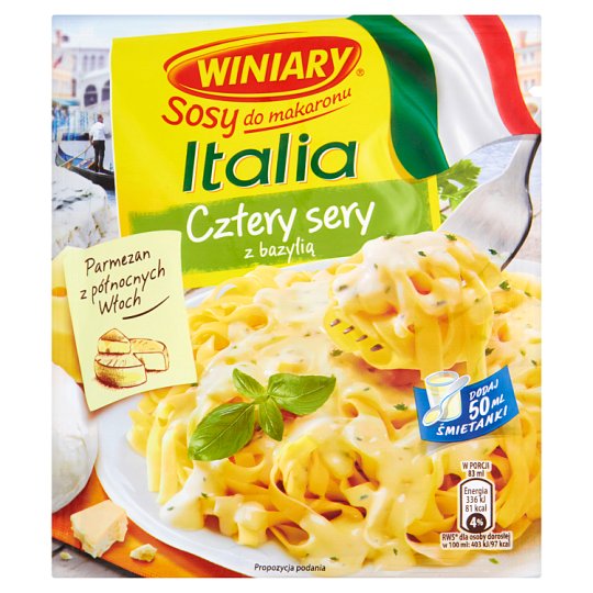 Winiary Sosy do makaronu Italia Sos cztery sery z bazylią 37 g