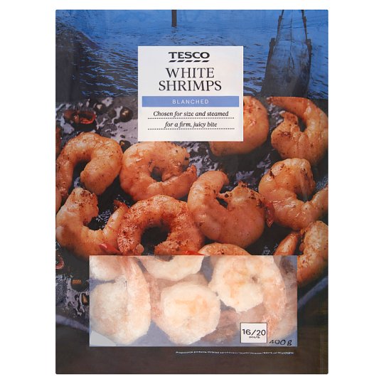 Tesco 16-20 Pieces/lb Blanched White Shrimps 400 g