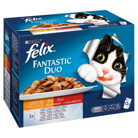 Felix Fantastic Duo Country Tastes in Jelly Food for Cats 1200 g (12 x 100 g)